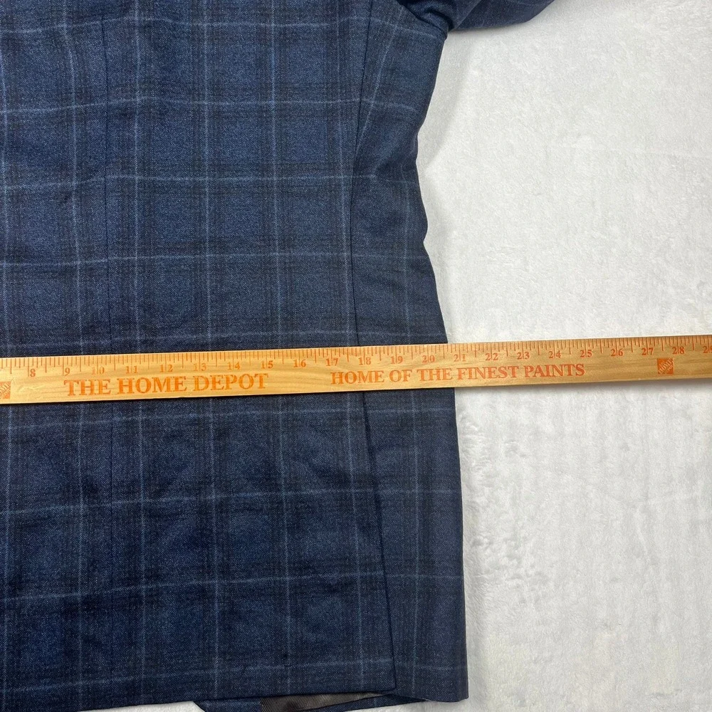 Cremieux Loro Piana Wool Blazer Sport Coat Mens 40L Blue Windowpane *Flaw